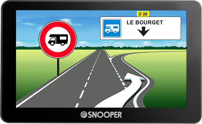 GPS Camping car Snooper CC5400 - 5 pouces, Dashcam, POI, zones de danger, navigation Here, carte Europe, Bluetooth 