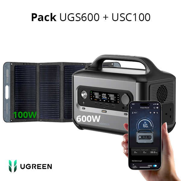 UGREEN PowerStation 600W + Panneau Solaire 100W